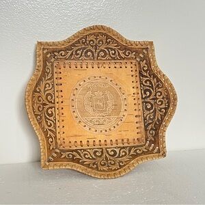 Vintage Russian Birch Bark Souvenir Tray Hand woven Folk Art From Tomsk